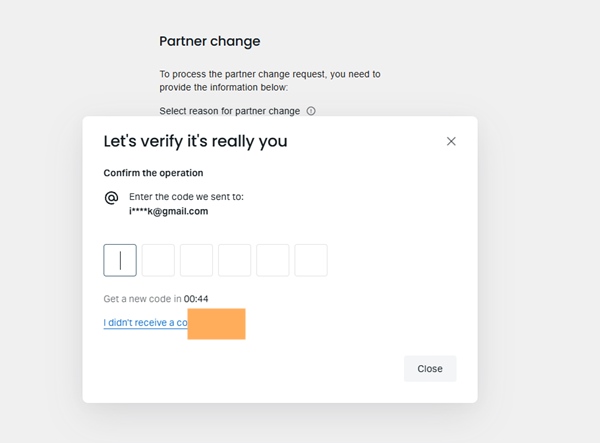 How to change Exness partner - step 2